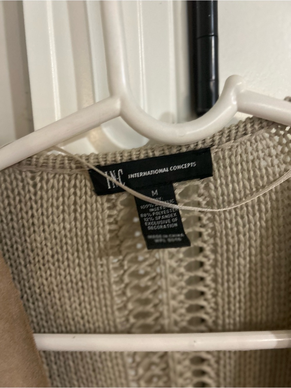 INC International Concepts Open Knit Beige Cardigan